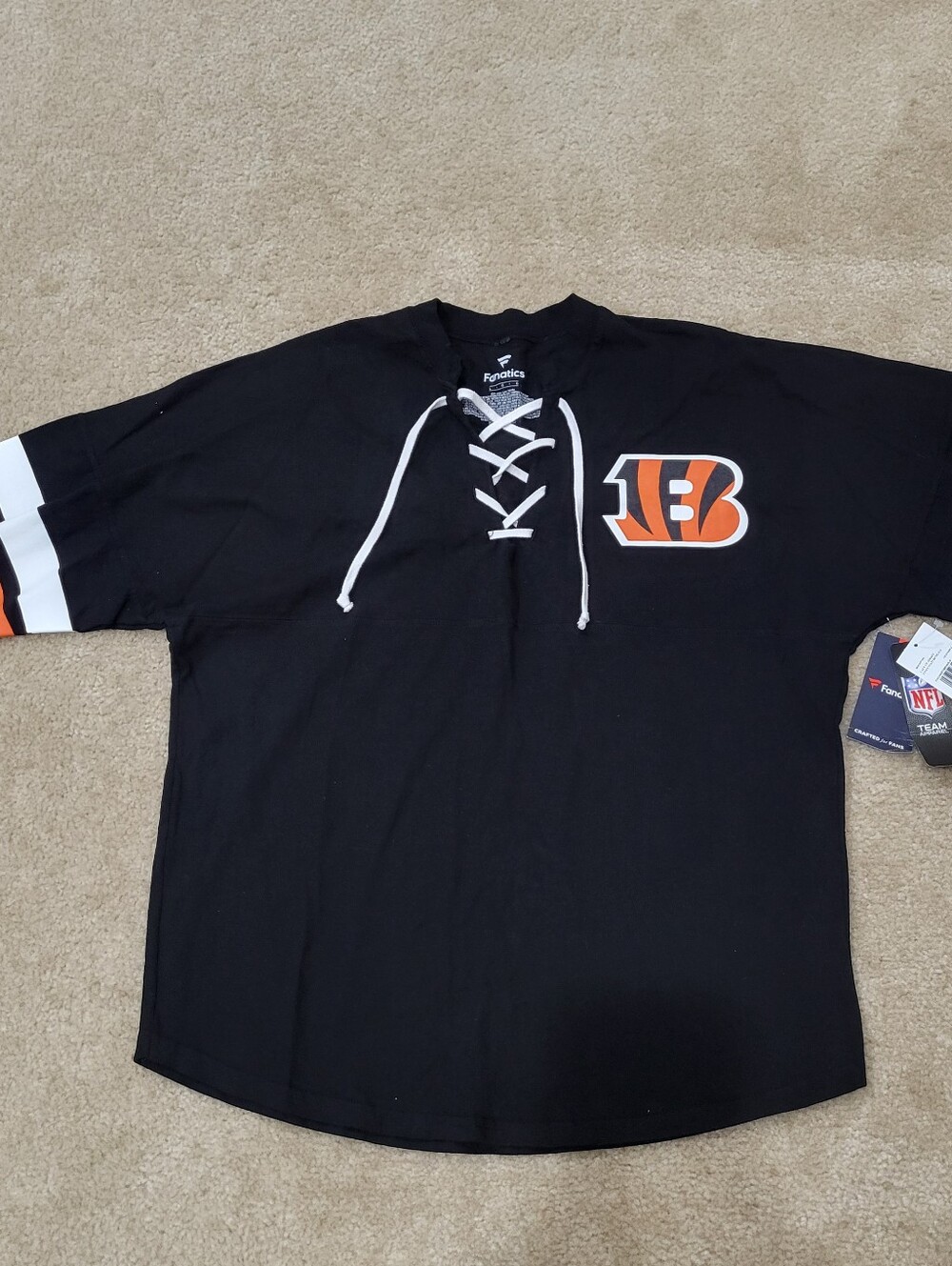 Women's Fanatics Black Cincinnati Bengals Spirit Jersey Lace-Up V-Neck
